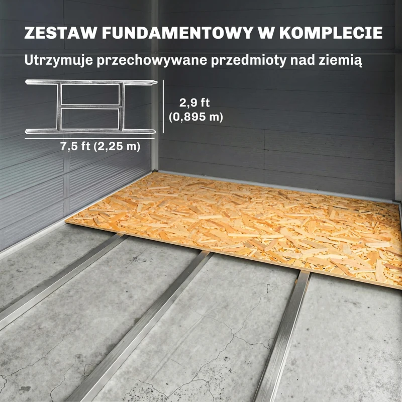Domek ogrodowy 4,1m³, dach jednospadowy, 240 x 190 cm