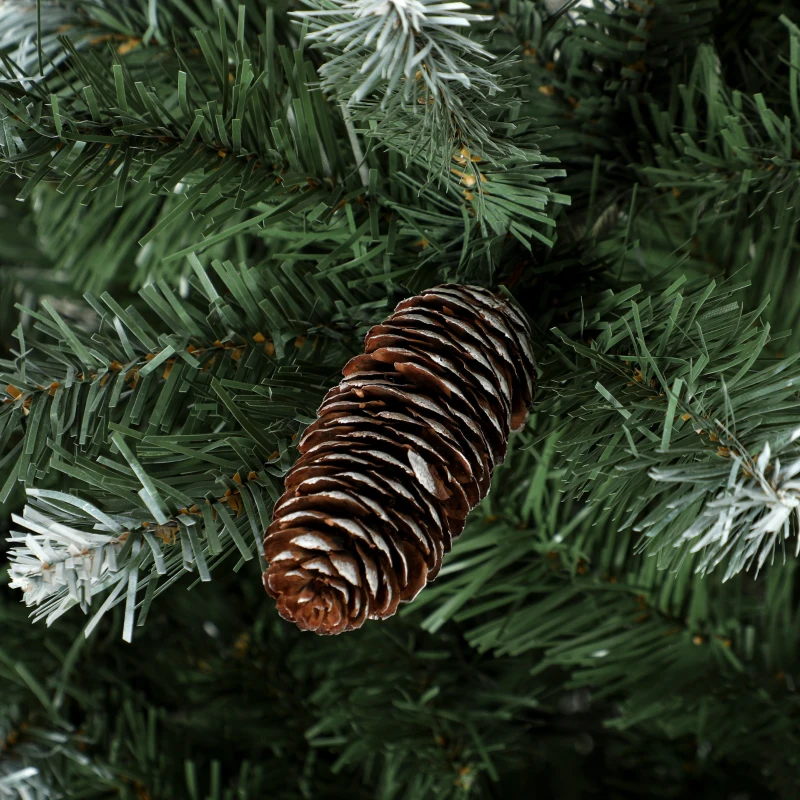HOMCOM Albero di Natale Innevato 180 cm con 802 Rami, 59 Pigne, Effetto Realistico, Base Pieghevole in Metallo