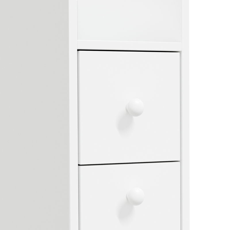 HOMCOM Mobiletto Bagno Salvaspazio, Mobile Bagno Stretto a 3 Livelli con Ripiano Aperto e Cassetti Estraibili su Ruote