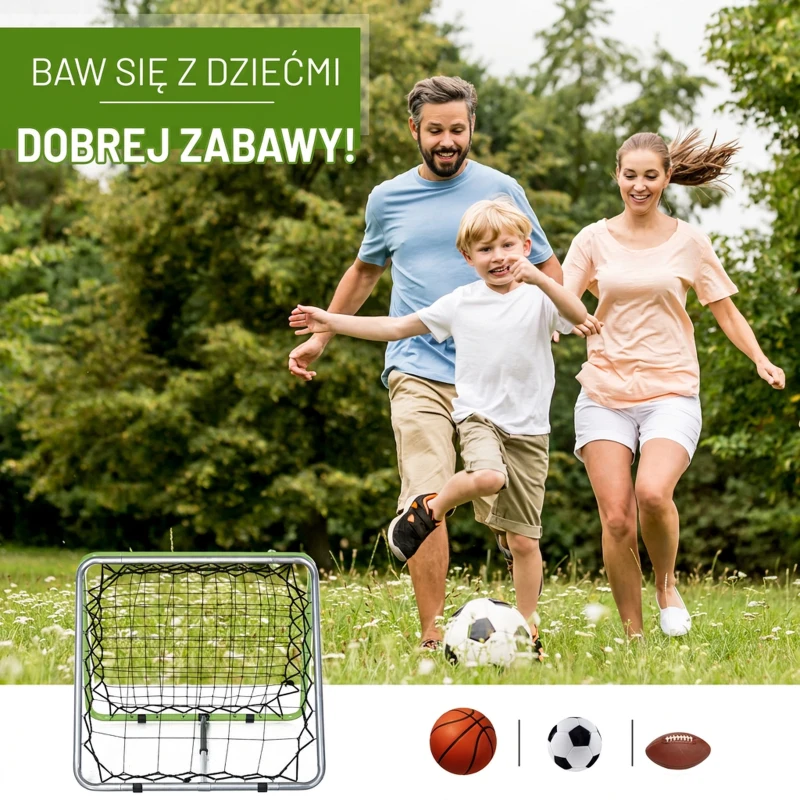 Rebounder do bejsbola Bramka odbijająca Rama z siatką Siatka treningowa składana metal zielony