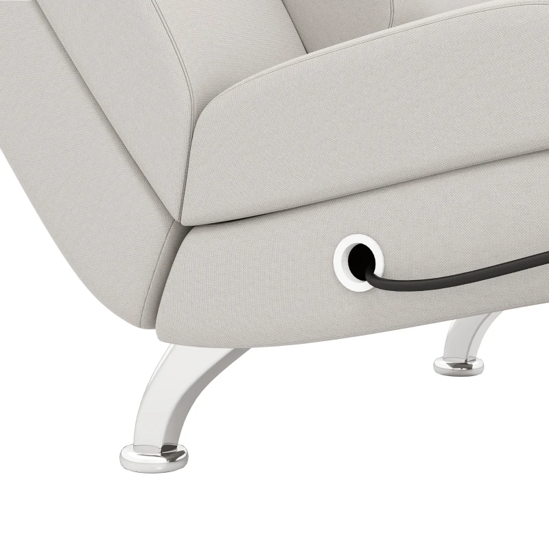 HOMCOM Poltrona Relax Reclinável com 8 Pontos de Massagem, Aquecimento Lombar, 5 Modos, Comando e Bolso Lateral, Branco Creme