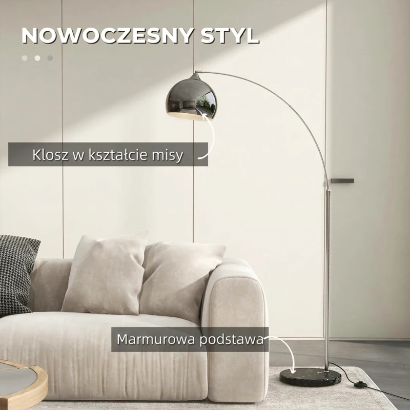 Lampa stojąca regulowana, obrotowa, bez żarówki