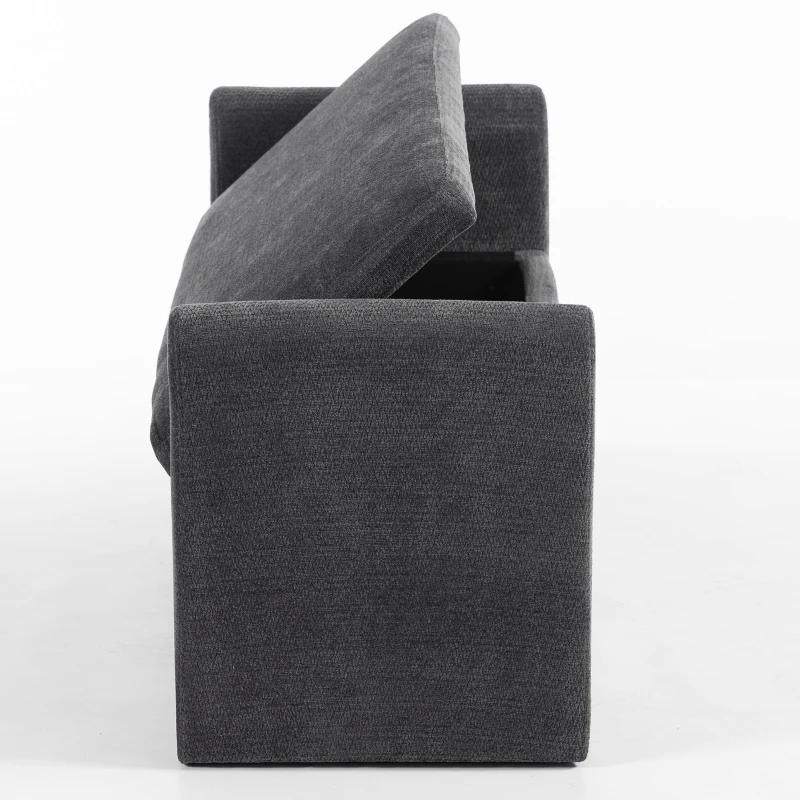 HOMCOM Banco de Almacenaje de Chenilla con Reposabrazos y Cojines Tapa Hidráulica Carga 220 kg 137x45x51 cm, Gris Oscuro