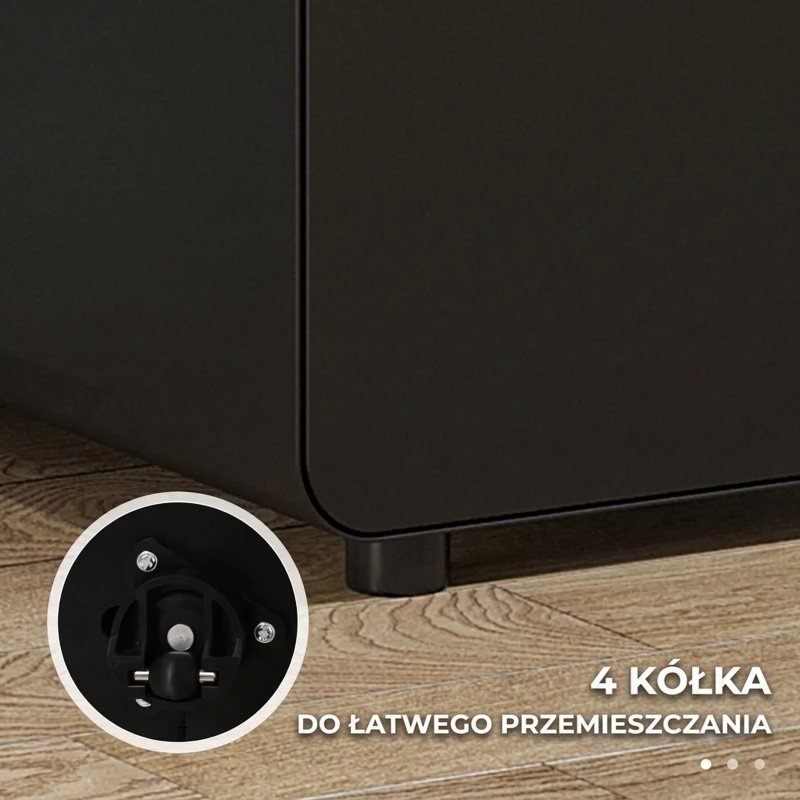 Vinsetto kontener na kółkach szafka na dokumenty z 3 szufladami pojemnik biurowy stal czarny