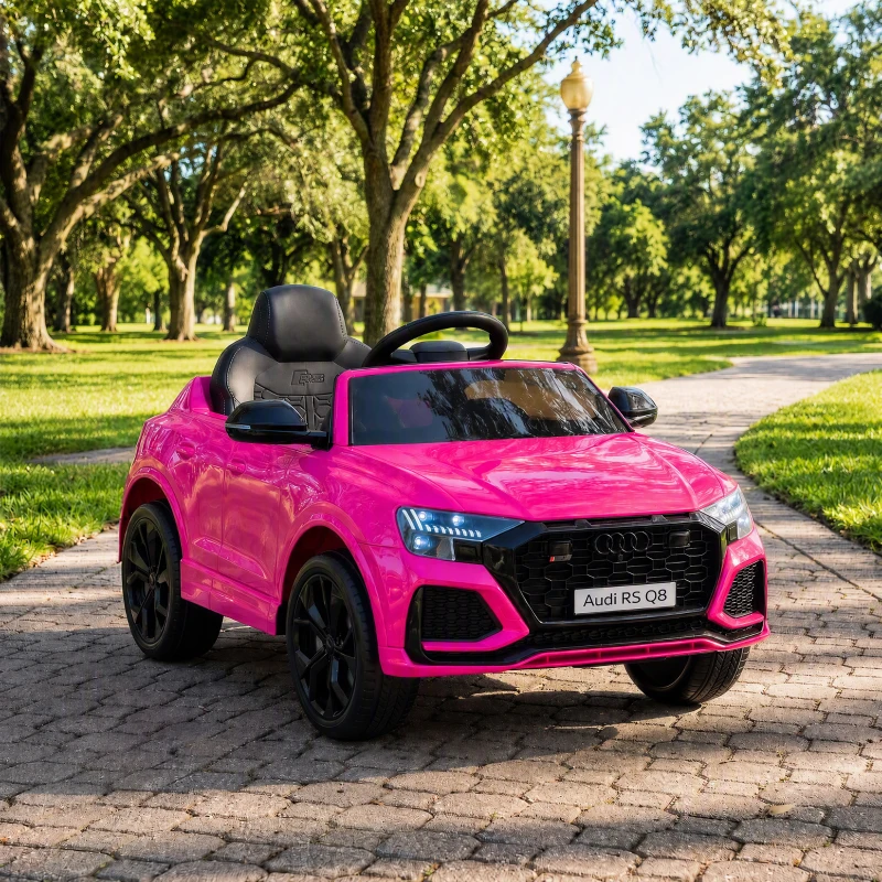 HOMCOM Macchina Elettrica per Bambini 3-5 Anni 6V Audi RS Q8 Autentica, 1.5-3km/h, con Telecomando e Musica, Rosa