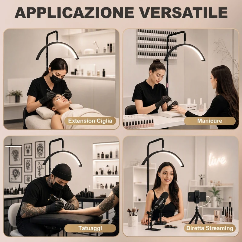 HOMCOM Lampada da Terra LED con Testa a Mezza Luna, Altezza e Temperatura Colore Regolabili, Telecomando, Nero