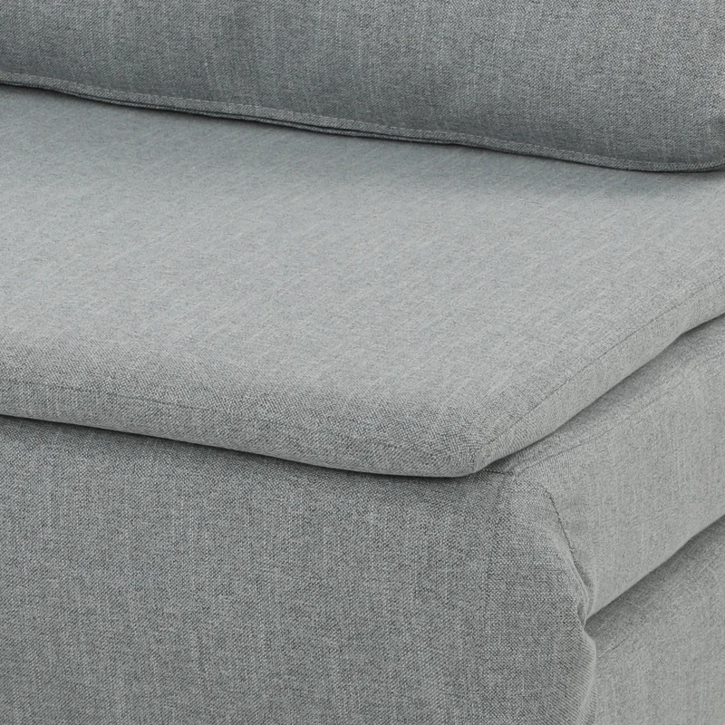 HOMCOM Poltrona Letto con Schienale Regolabile 3 Posizioni, Cuscino Sfoderabile in Tessuto Effetto Lino, Grigio Chiaro