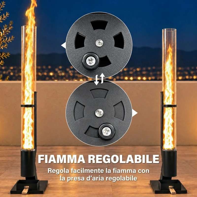 Outsunny Stufa a Pellet da Esterno 13 kW, Stufa a Pellet Senza Fumo, Tubo in Vetro e Presa d'Aria Regolabile, Nero