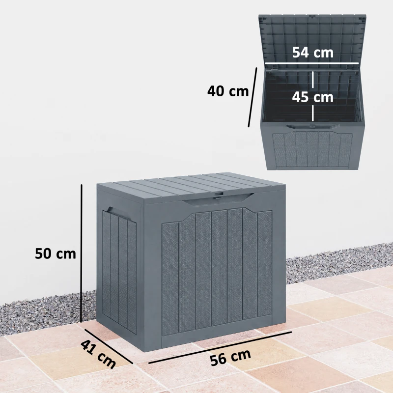 Outsunny Baule da Giardino con Maniglie, Contenitore Porta Attrezzi Impermeabile, 56x41x50 cm, Grigio Chiaro
