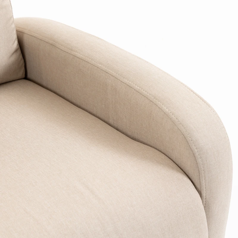 HOMCOM Poltrona Relax Reclinabile Manuale 135° con Poggiapiedi, in Tessuto Effetto Lino, Gambe in Legno, Beige