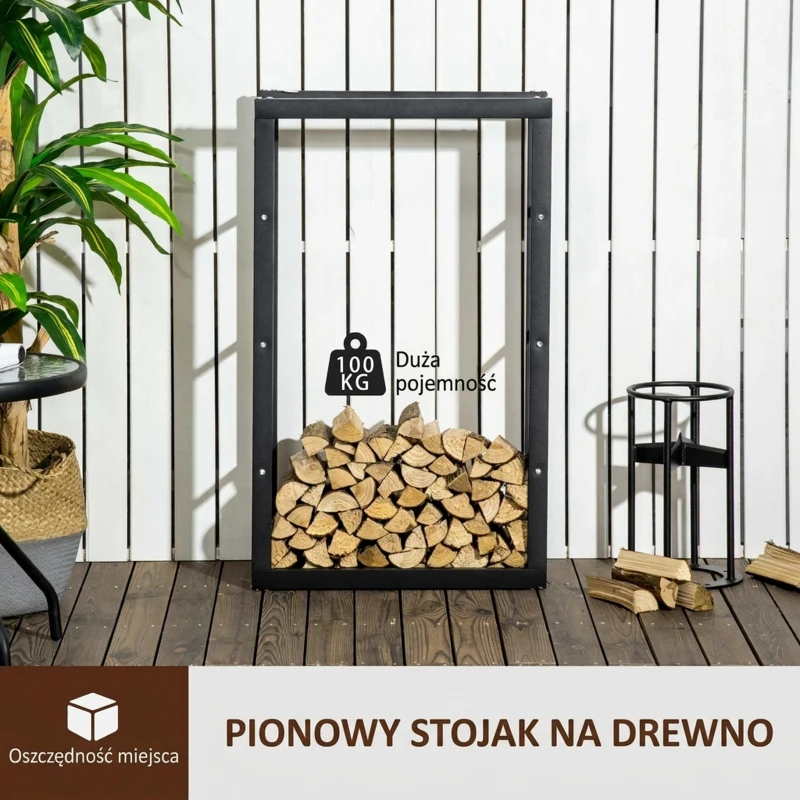 HOMCOM REGAŁ NA DREWNO OPAŁOWE 100 kg STAL czarny