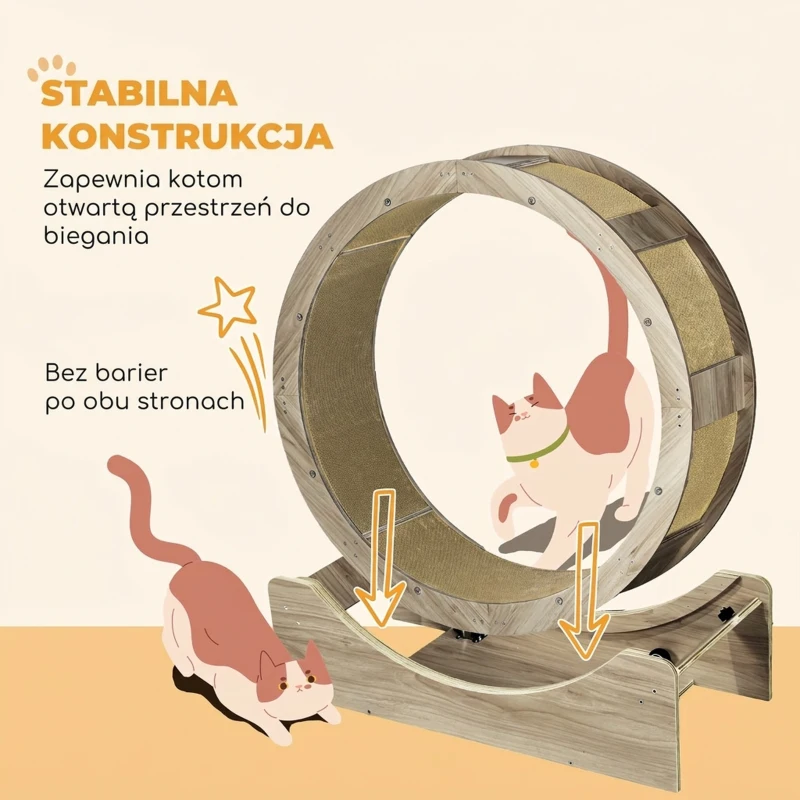 Biegacz dla kotów, 91 cm, z hamulcem, orzechowy