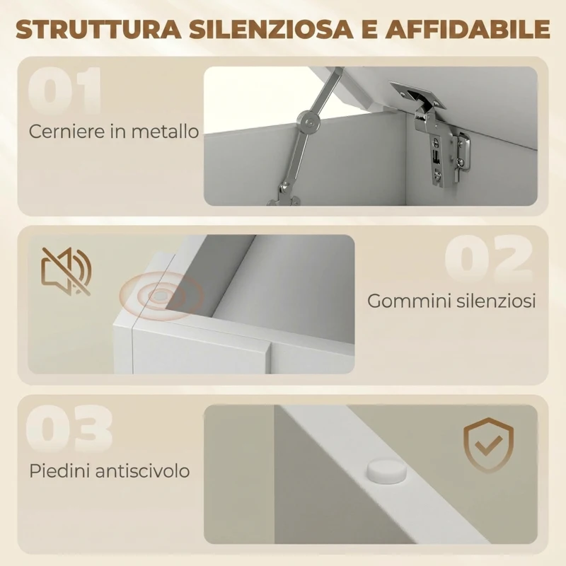 HOMCOM Tavolo Da Pranzo Rettangolare con Contenitore Nascosto, Tavolo da Cucina con Scomparti Laterali, Bianco