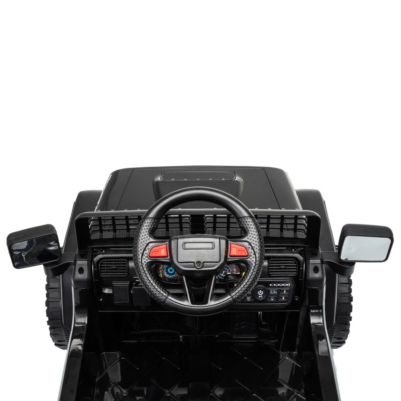 AIYAPLAY Fuoristrada Elettrica per Bambini 12V, Batteria al Litio, 2 Motori, Sospensioni, Telecomando, 2-4 Anni, Nero