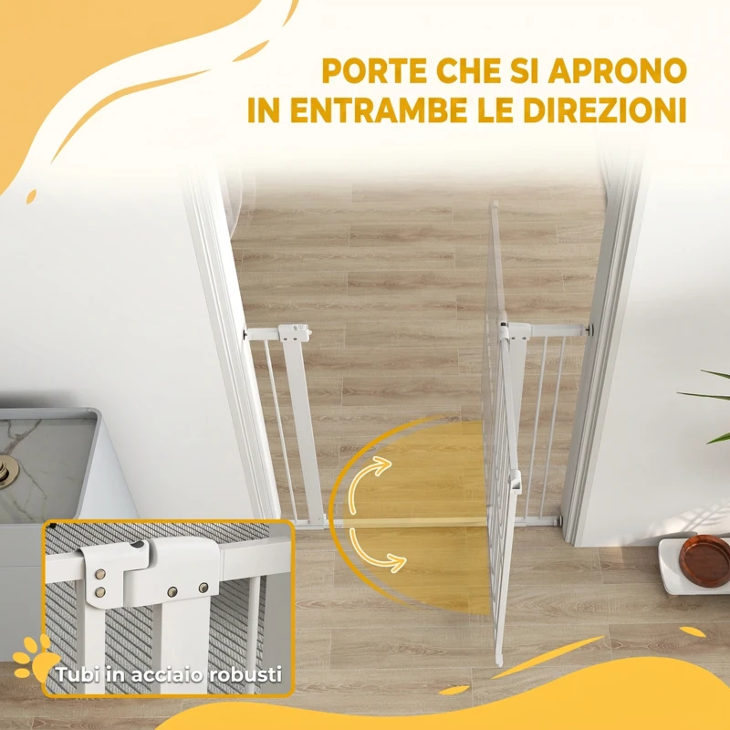 PawHut Cancelletto di Sicurezza per Cani Estensibile 76-104cm, Alto 104cm, Cancellino Cani Taglia Grande, Bianco