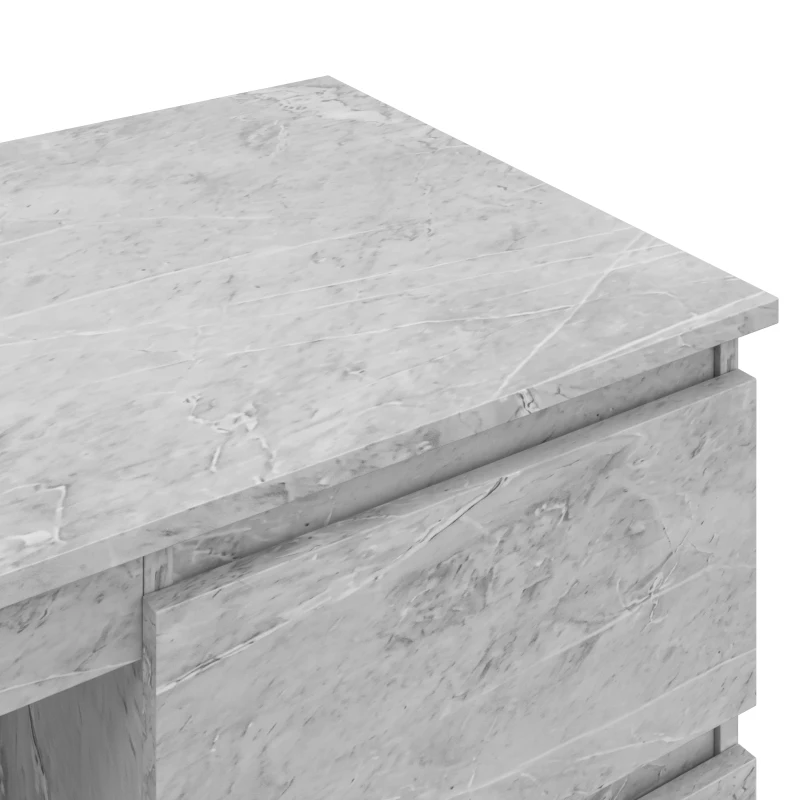 HOMCOM Scrivania Ufficio con 3 Cassetti 100x50 cm, Scrivania Salvaspazio per Studio Casa Ufficio, Grigio Effetto Marmo