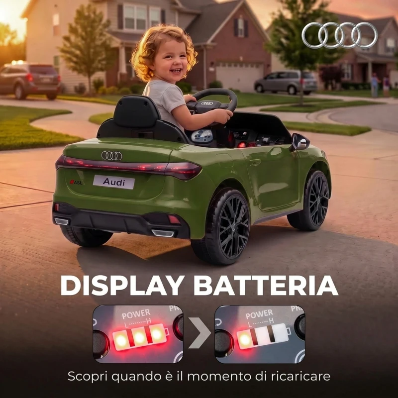 AIYAPLAY Macchina Elettrica per Bambini 12V Audi A5L con Telecomando, Batteria al Litio, 2 Motori, Telecomando, Verde