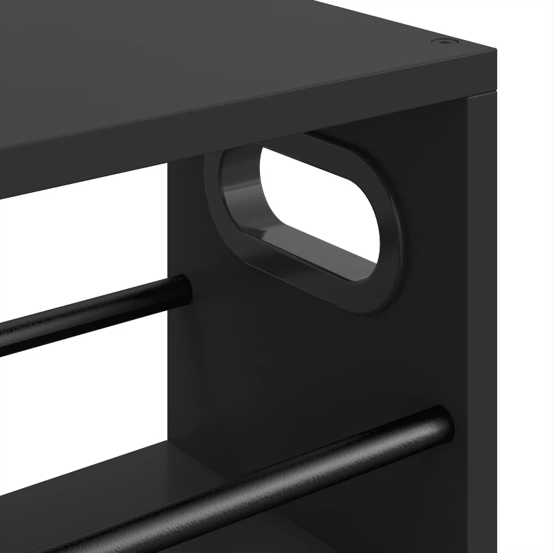 HOMCOM Carrello portaoggetti slim a 3 ripiani con ruote e barre laterali, salvaspazio per cucina e bagno, 4 ruote, nero