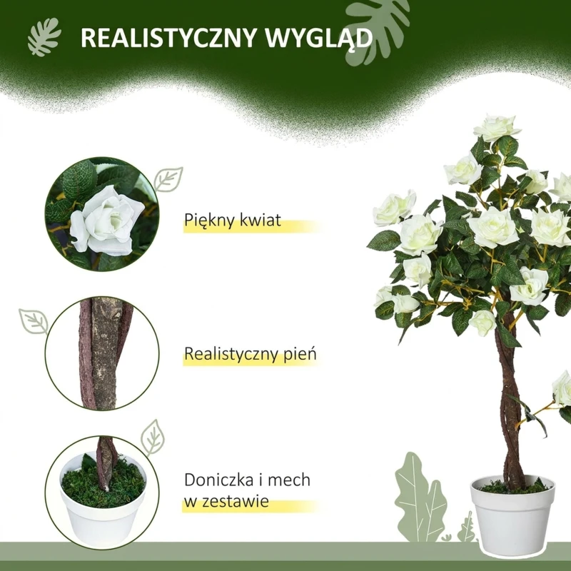 Sztuczne róże 90 cm, roślina do salonu, dekoracja wnętrz