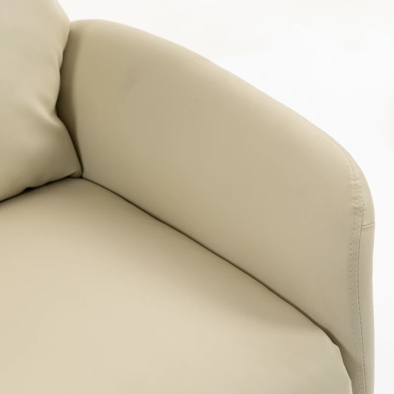 HOMCOM Poltrona Relax Elettrica Reclinabile 160° Girevole con Poggiapiedi, Presa USB e Type-C, in Pelle PU, Beige