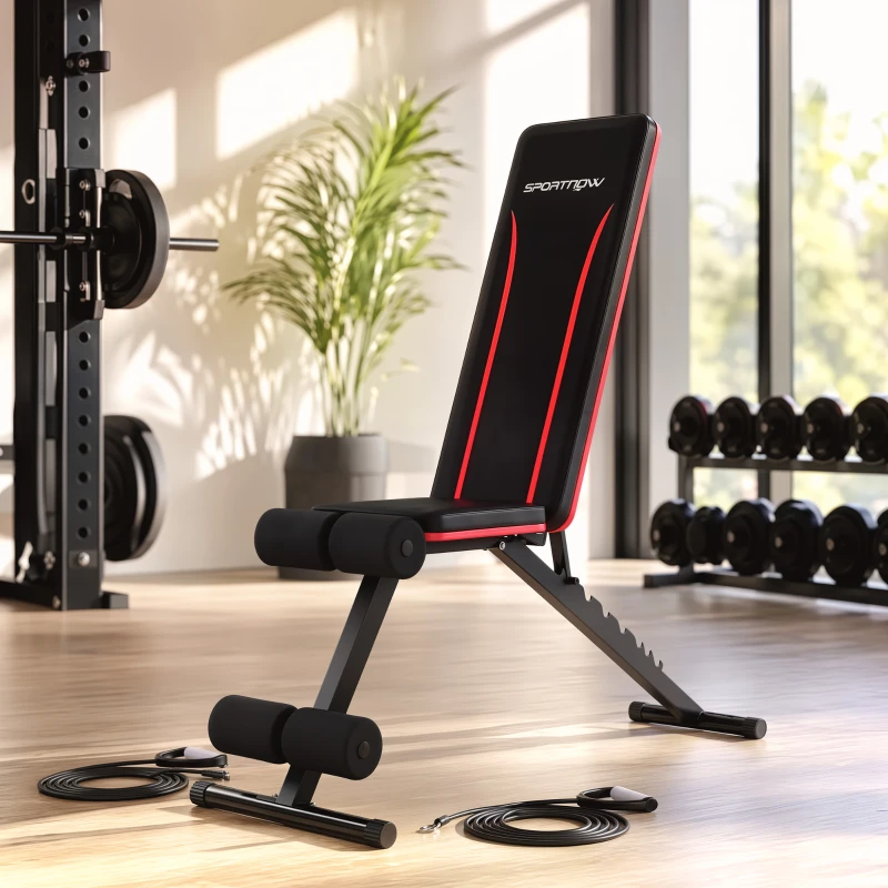 SPORTNOW Panca Palestra Pieghevole, Panca Pesi Inclinata/Declinata, Schienale Regolabile a 7 Posizioni, Nero