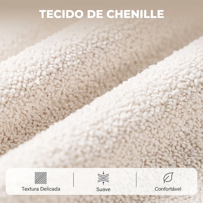 HOMCOM Poltrona Relax Reclinável Elétrica Elevatória com 2 Pontos de Massagem, Assento com Molas e Apoio para os Pés, Chenille Creme