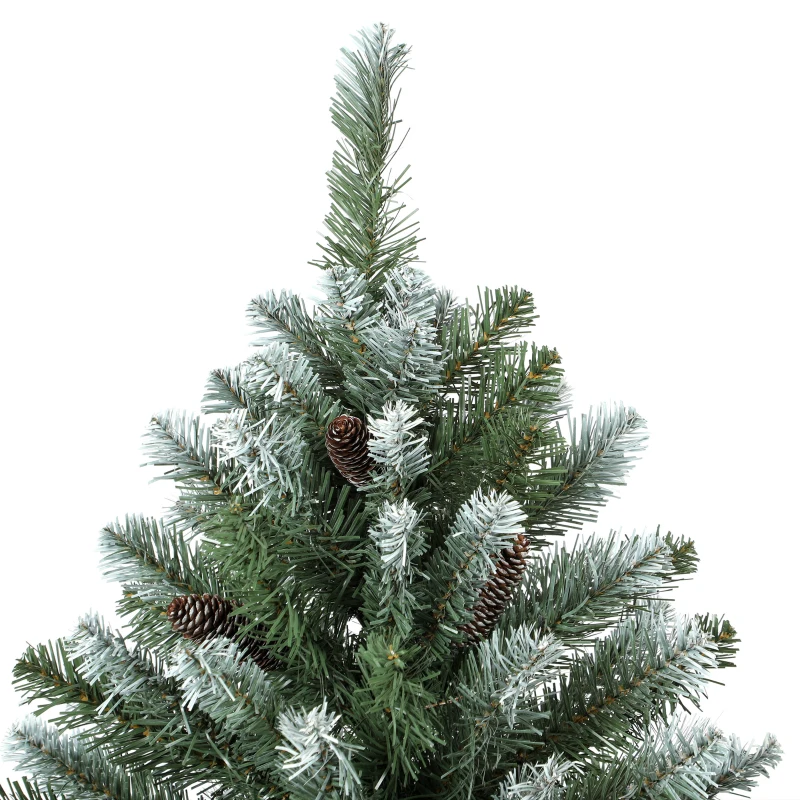 HOMCOM Albero di Natale Innevato 180 cm con 802 Rami, 59 Pigne, Effetto Realistico, Base Pieghevole in Metallo