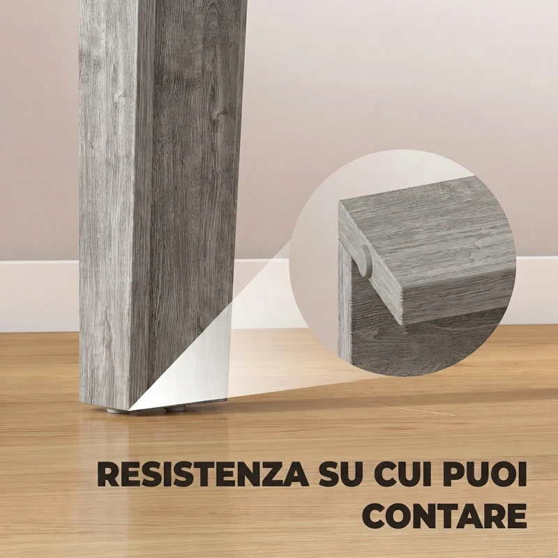 HOMCOM Tavolo da Pranzo per 4 Persone, Tavolo Cucina Quadrato 80x80x75 cm con Piedini Antiscivolo, Grigio Effetto Legno