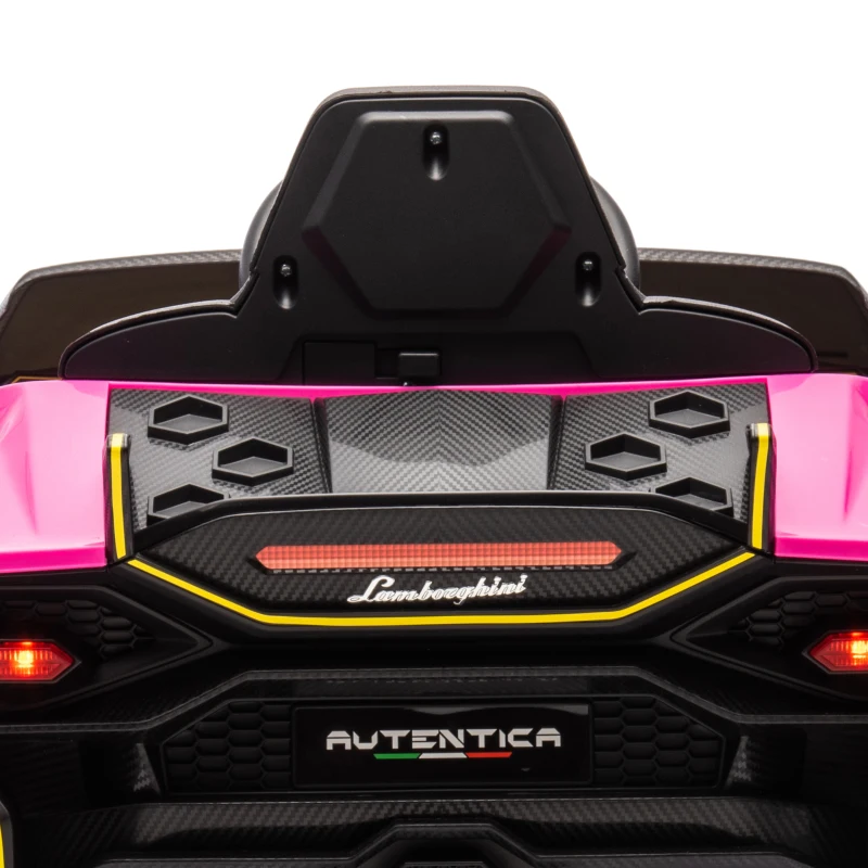 AIYAPLAY Macchina Elettrica Bambini 3-6 Anni 12V Lamborghini Autentica con 2 Motori, Porta a Forbice, Sospensioni, Rosa