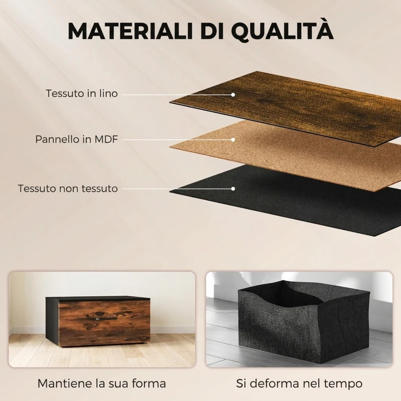 HOMCOM Cassettiera per Camera da Letto con 5 Cassetti, Mobiletto con Cassetti, Stile Industriale, Marrone e Nero