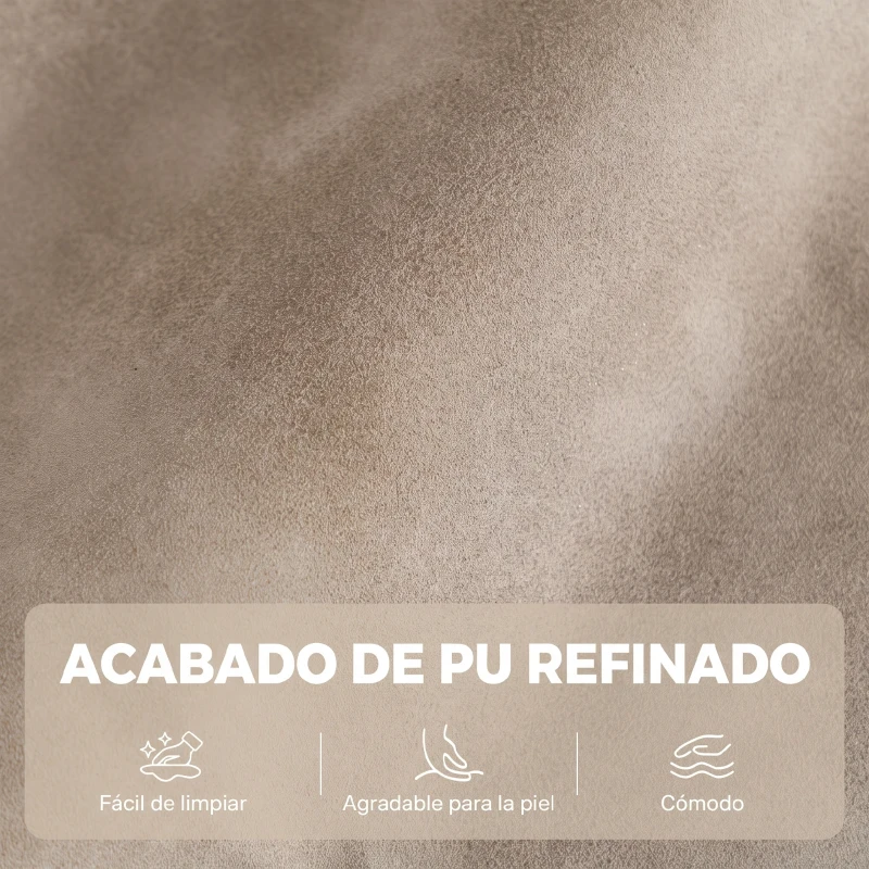HOMCOM Sillón 2 Plazas Relax Reclinable Manual Ajuste Separado hasta 155º Sillón Relax de PU Reposapiés y Asiento Amplio Caqui