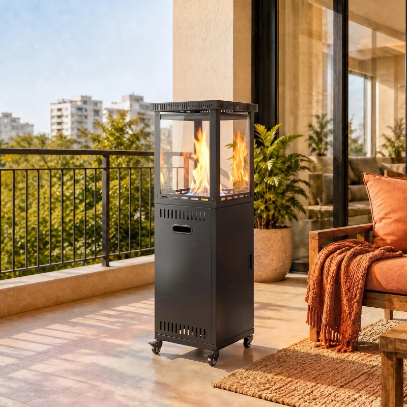 Outsunny Riscaldatore a Gas da Esterno 13 kW, Stufa a Gas Propano Portatile, Regolazione Continua Calore