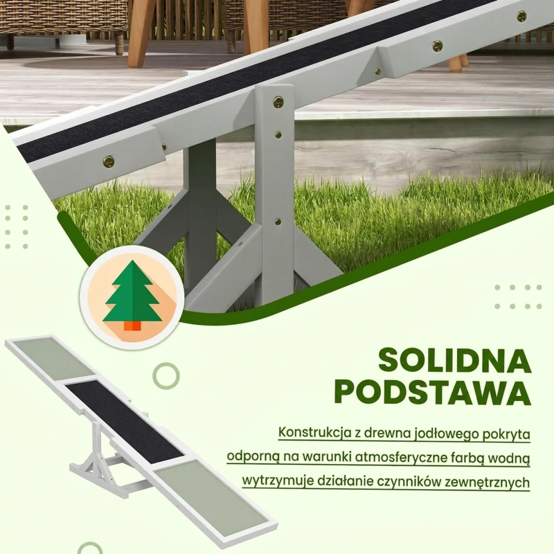 Huśtawka dla psa, drewniana, do agility, zabawka dla dużych psów