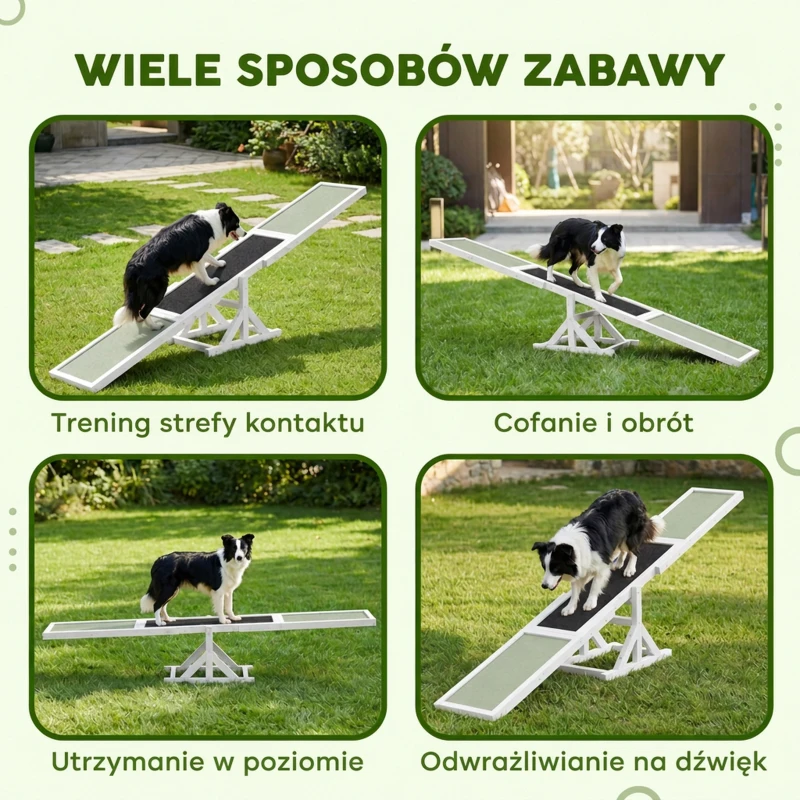 Huśtawka dla psa, drewniana, do agility, zabawka dla dużych psów