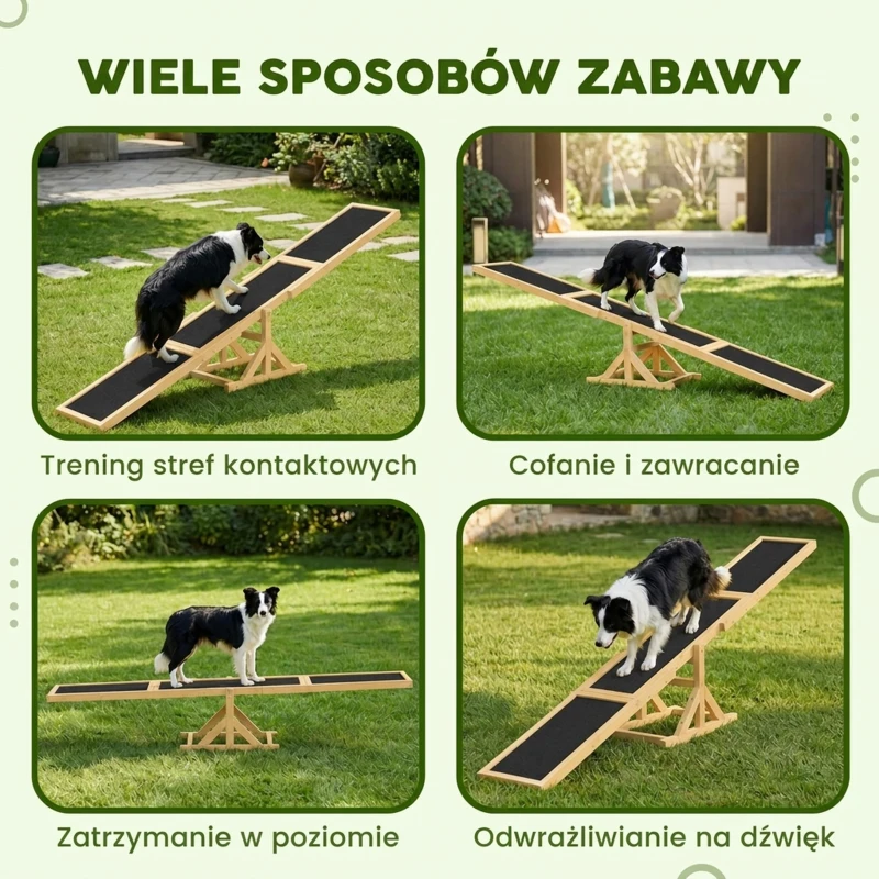 Huśtawka dla psa, drewniana, do agility, zabawka dla dużych psów