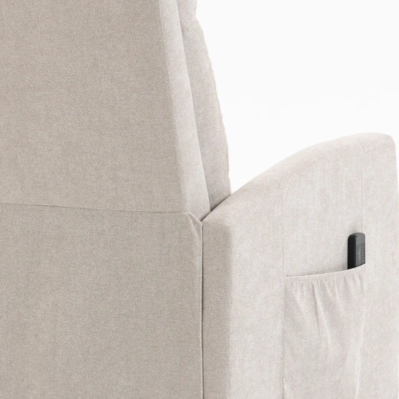 HOMCOM Poltrona Massaggiante e Reclinabile a 160° con Poggiapiedi e Telecomando, 66x91x108 cm, in Ciniglia Bianco Crema