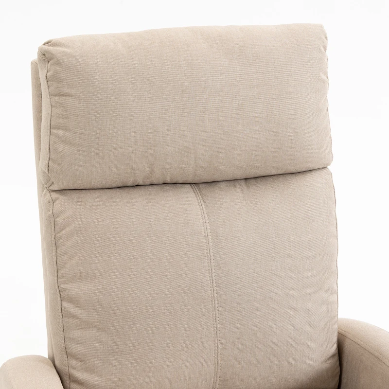 HOMCOM Poltrona Relax Reclinabile Manuale 135° con Poggiapiedi, in Tessuto Effetto Lino, Gambe in Legno, Beige