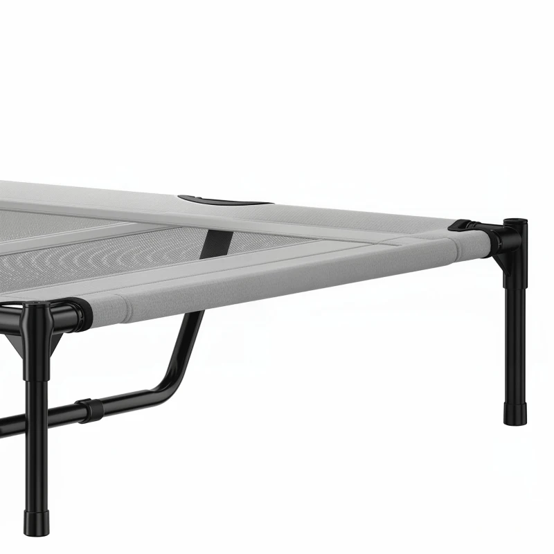PawHut Cama Elevada para Perros Grandes Cama para Perros con Zona de Malla Transpirable y Bolsa 122x92x23 cm Gris Claro
