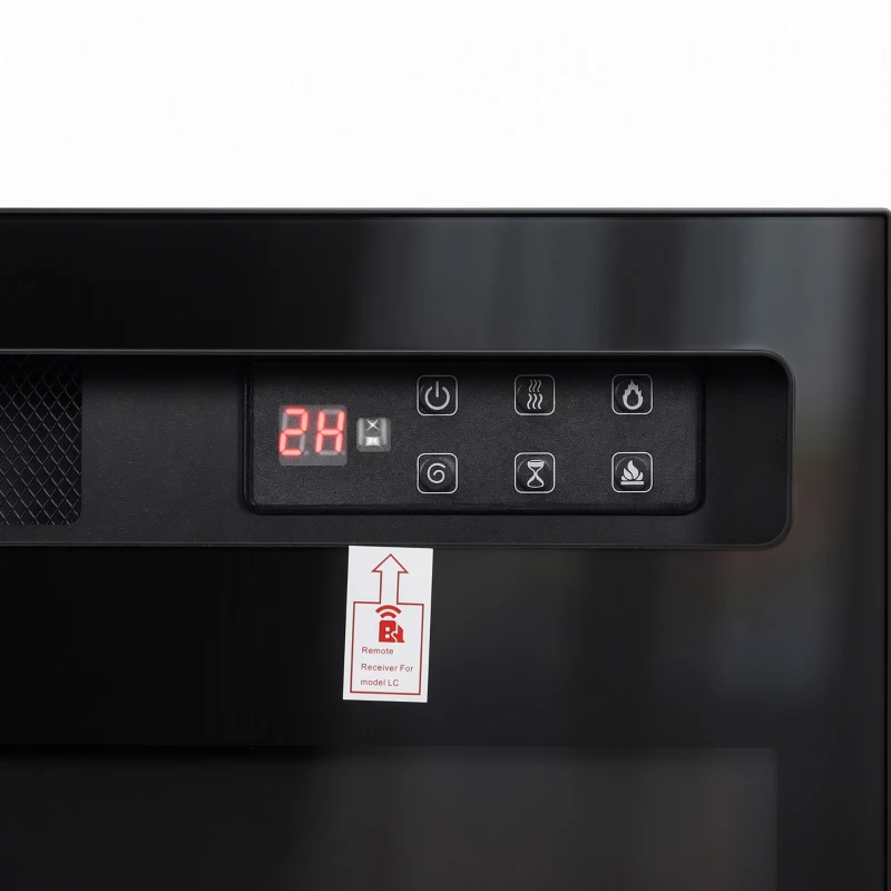 HOMCOM Camino Elettrico da Incasso, Parete e Terra Slim 153 cm con Telecomando, 900/1800W, Timer, 35㎡, Nero