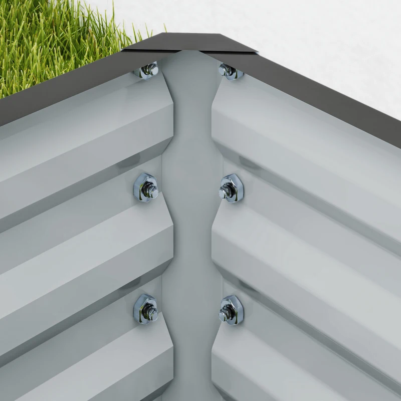 Outsunny Set of Two 110 x 50cm Steel Planter Boxes -  Light Grey