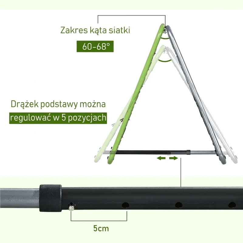 Rebounder do bejsbola Bramka odbijająca Rama z siatką Siatka treningowa składana metal zielony