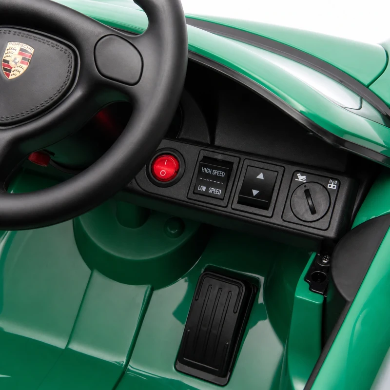 AIYAPLAY Auto Elettrica Bambini Porsche Carrera GT 12V con Telecomando, 2 Motori, Sospensioni e Porte Apribili, Verde