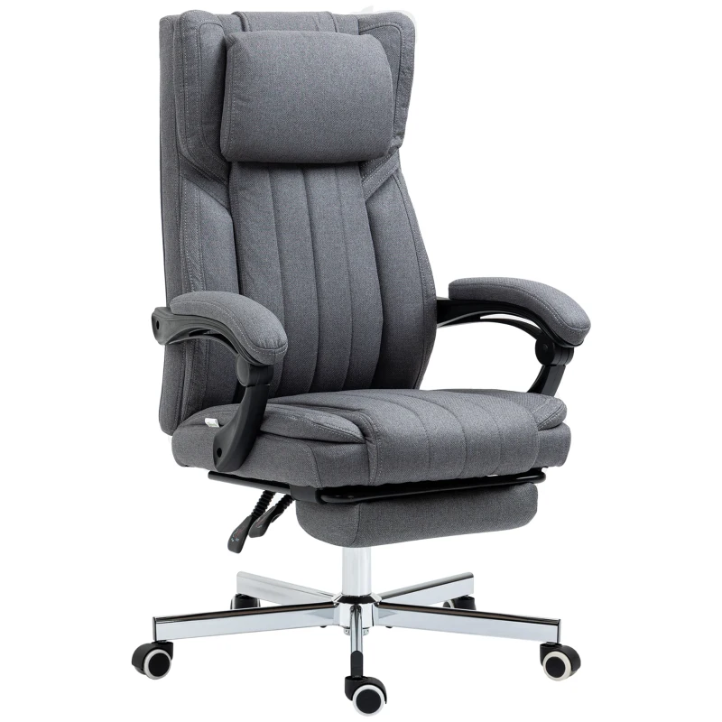 Vinsetto Chaise de bureau siège pivotant dossier inclinable hauteur réglable 65 x 61 x 105-113 cm gris