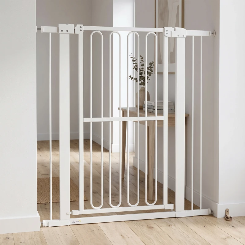 PawHut Cancelletto di Sicurezza per Cani Estensibile 76-104cm, Alto 104cm, Cancellino Cani Taglia Grande, Bianco