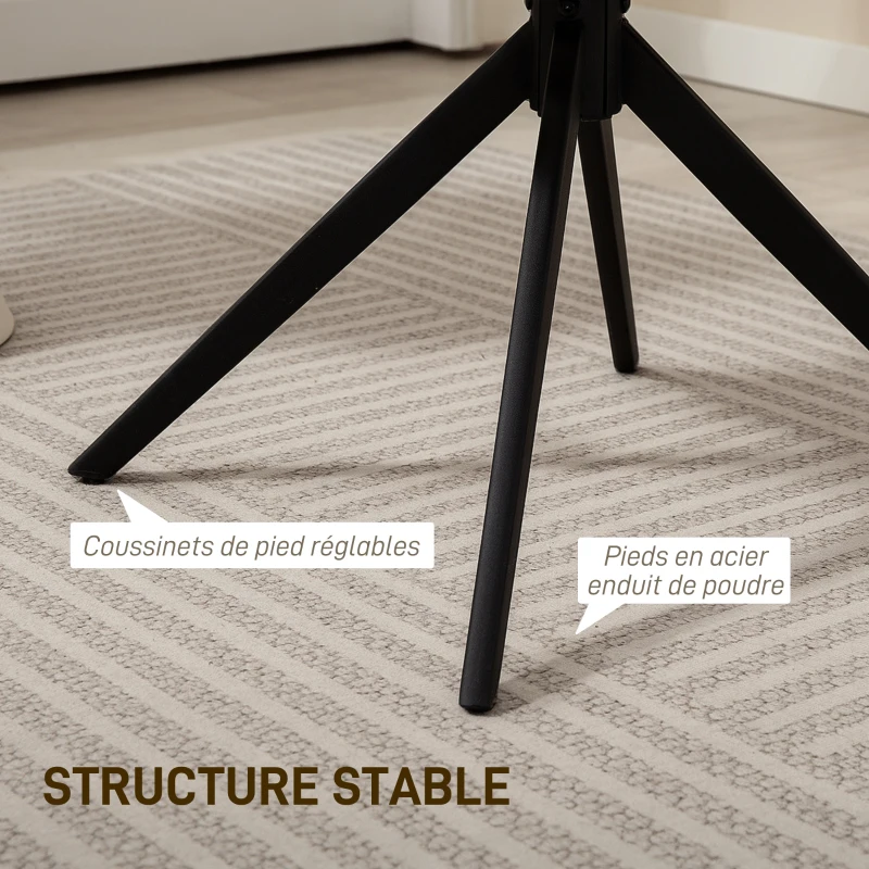 HOMCOM Fauteuil de salon pivotant capitonné grand confort piètement en acier et tissu effet polaire teddy blanc