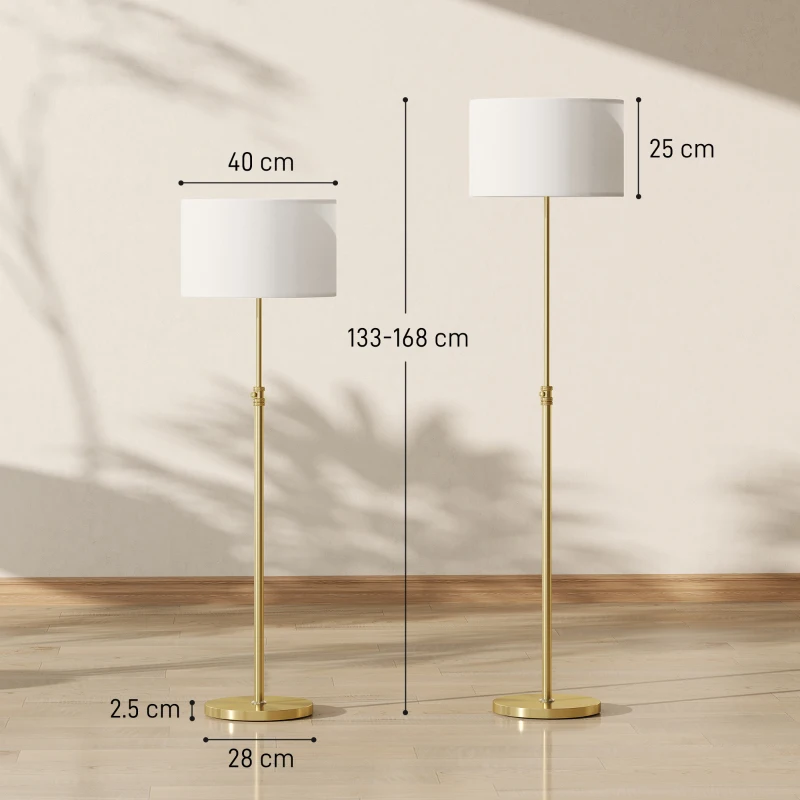 HOMCOM Lampada da Terra con Telecomando e Luminosità Regolabile, 3000K-6000K, Crema, per Soggiorno e Camera