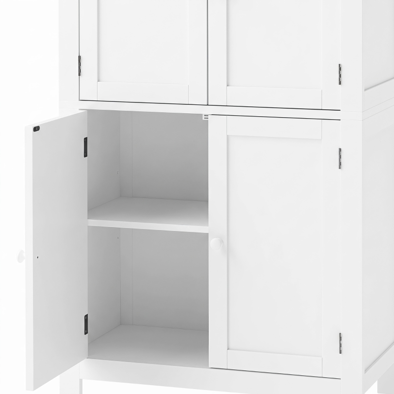HOMCOM Mobile Bagno con 4 Ante e Ripiani Regolabili, per Lavanderia Salotto Soggiorno Cucina, 60x30x110 cm, Bianco