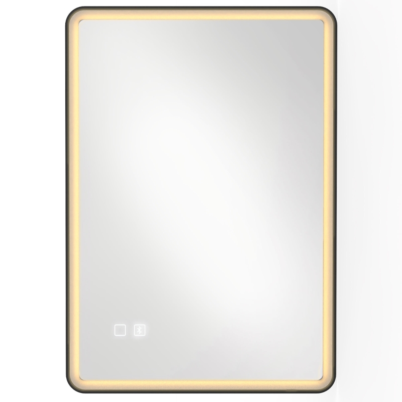 HOMCOM Specchio Bagno con Luce LED 100x70cm, 3 Colori Dimmerabili, Bluetooth, Specchio da Parete Rettangolare, Nero