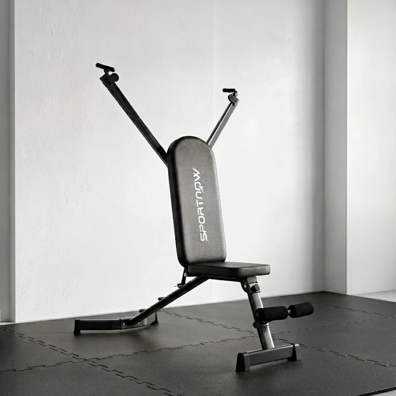 SPORTNOW Panca Pesi Regolabile con Bande di Resistenza, Pieghevole Inclinata/Declinata/Piana con Estensione Gambe