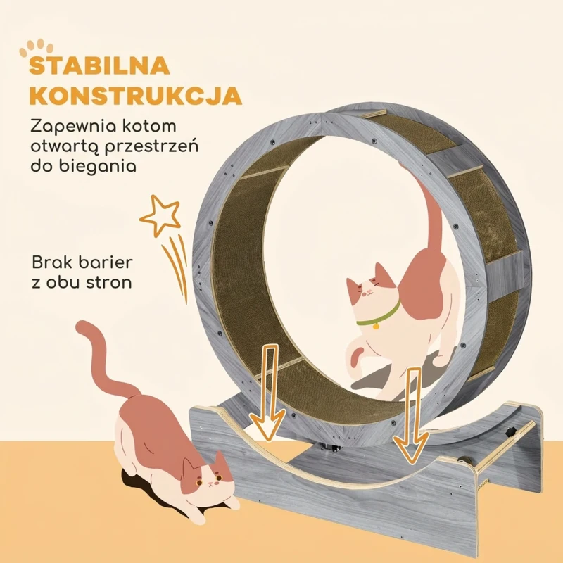 Biegacz dla kota, 91 cm, z hamulcem, szary
